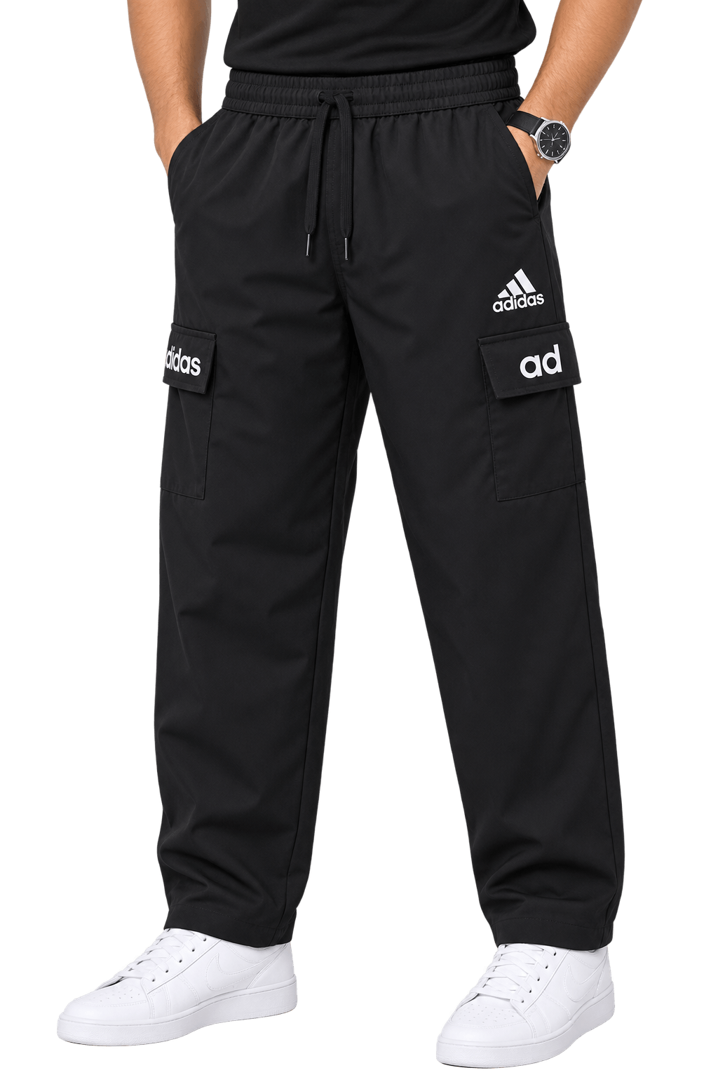 Pack of 2 - Men's 6-Pocket Baggy Cargo Trousers Caramel Brown & Jet Black image 2
