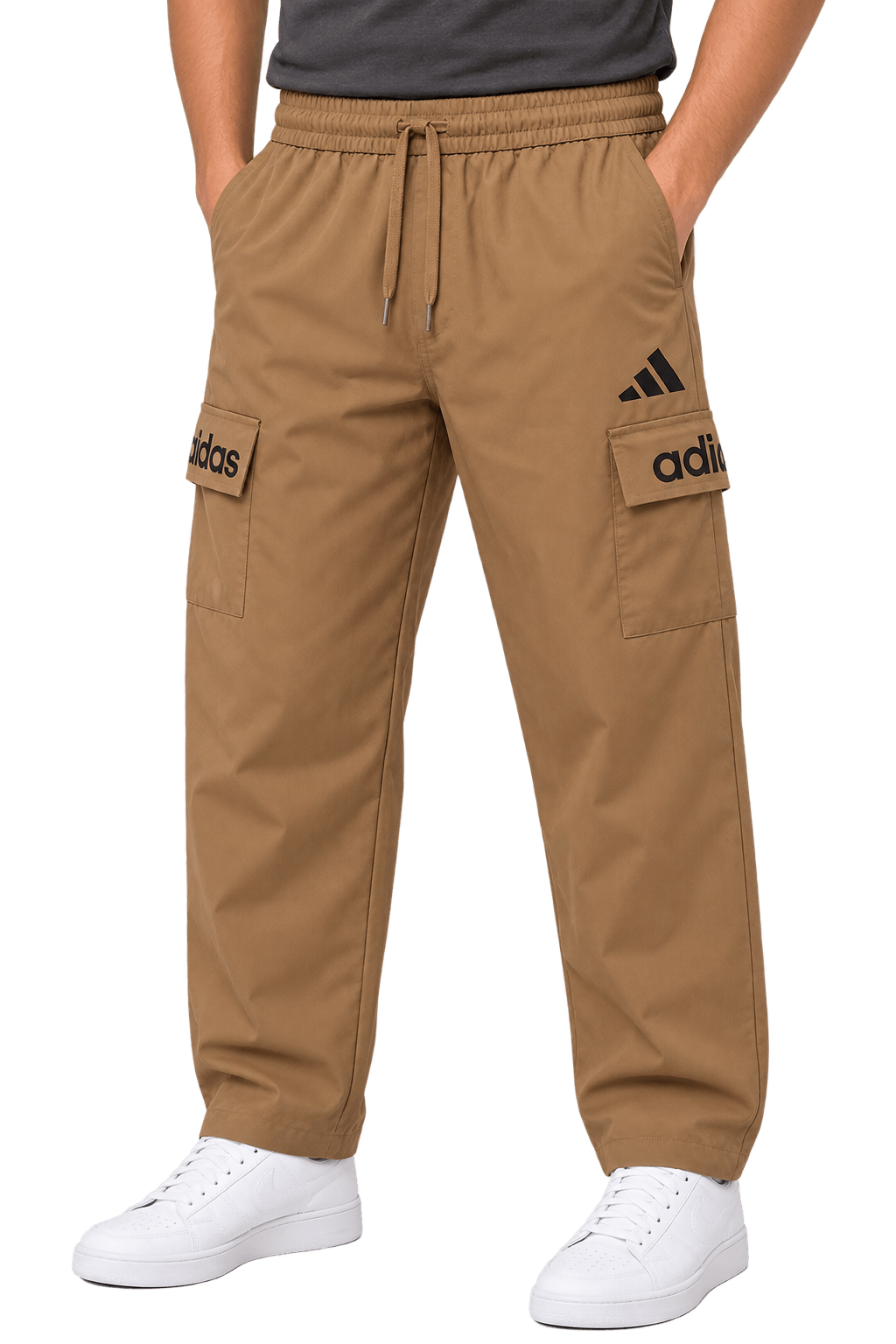 Pack of 2 - Men's 6-Pocket Baggy Cargo Trousers Caramel Brown & Jet Black image 3