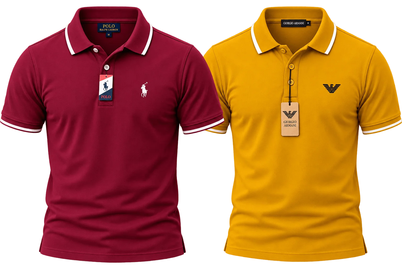 Pack of 2 - Classic Tipped Cotton Polo Shirts