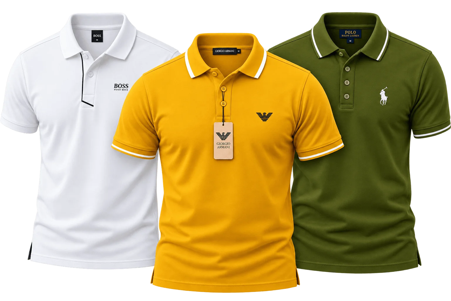 Pack of 3 - Men's Classic Tipped Polo Shirts