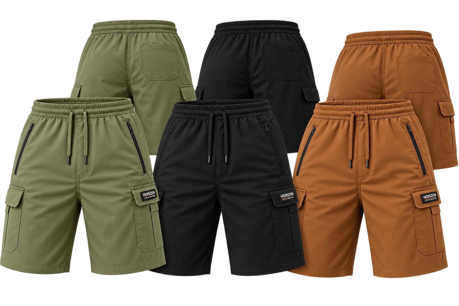 Pack of 3 - Men's Active Stretch Cargo Shorts