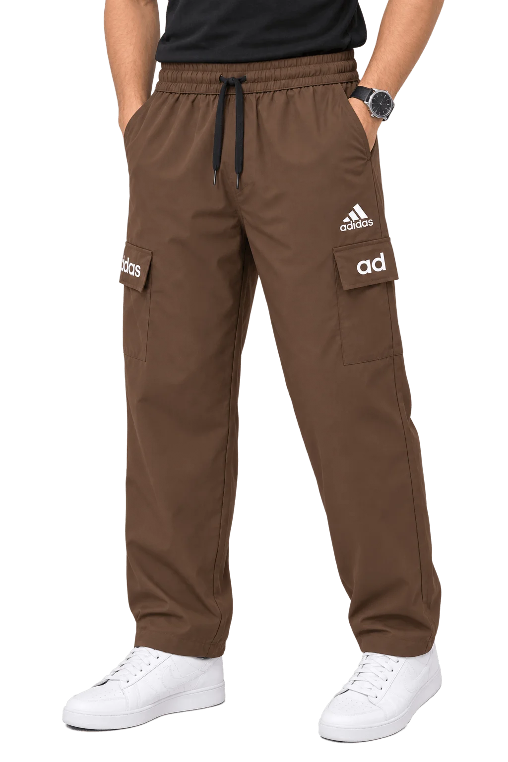 Pack of 3 - Men's 6-Pocket Baggy Cargo Trousers Caramel Brown, Dark Chocolate Brown, Jet Black image 3