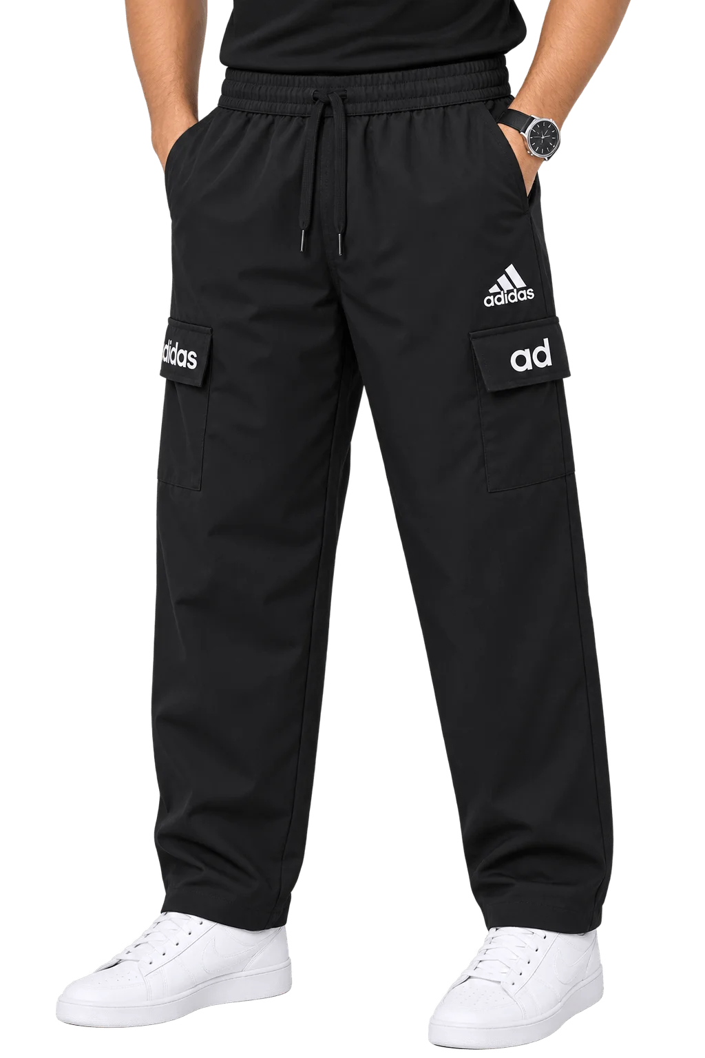 Pack of 3 - Men's 6-Pocket Baggy Cargo Trousers Caramel Brown, Dark Chocolate Brown, Jet Black image 2