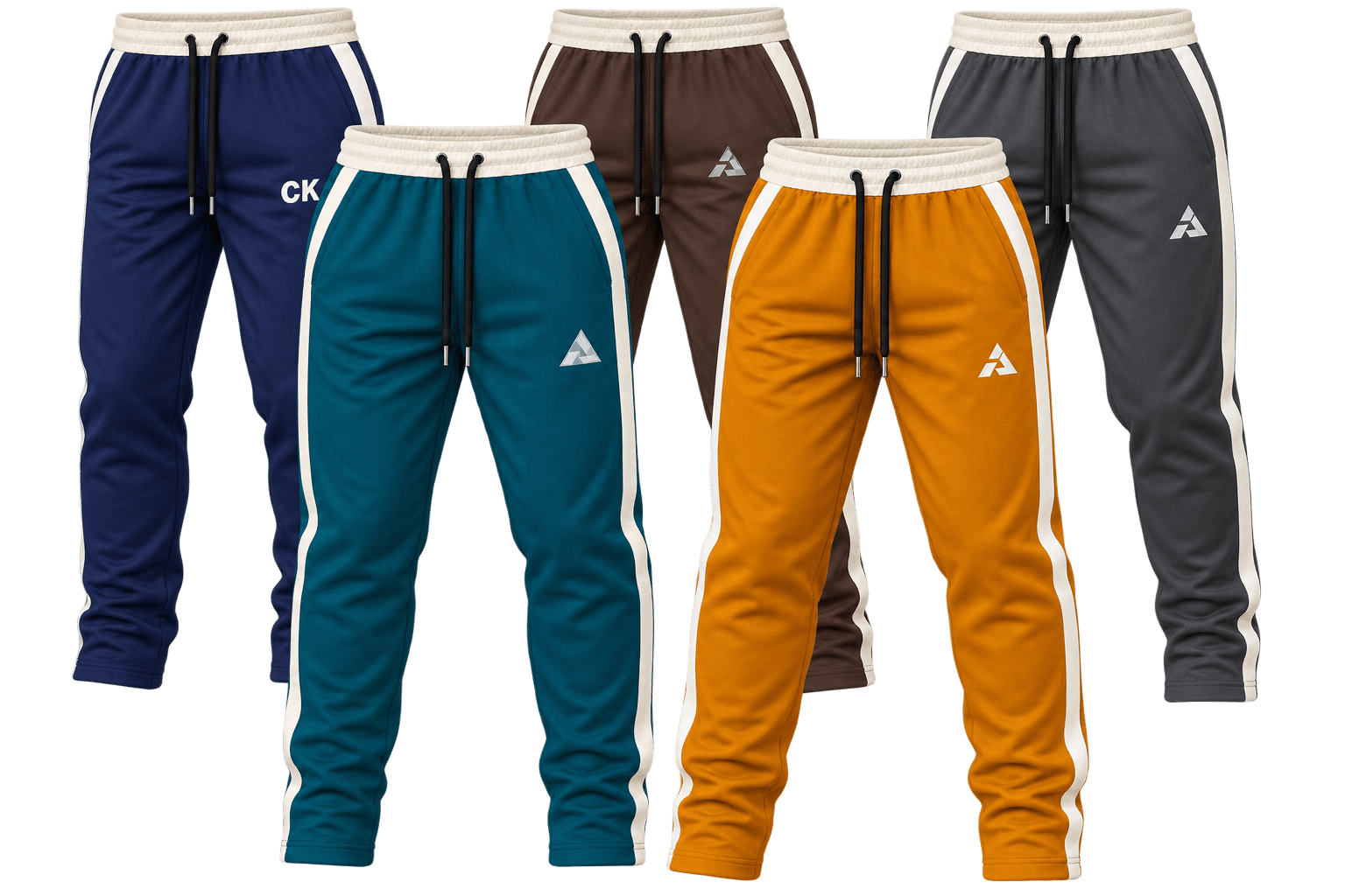 Men’s Athletic Side-Stripe Track Pants – Pack of 5