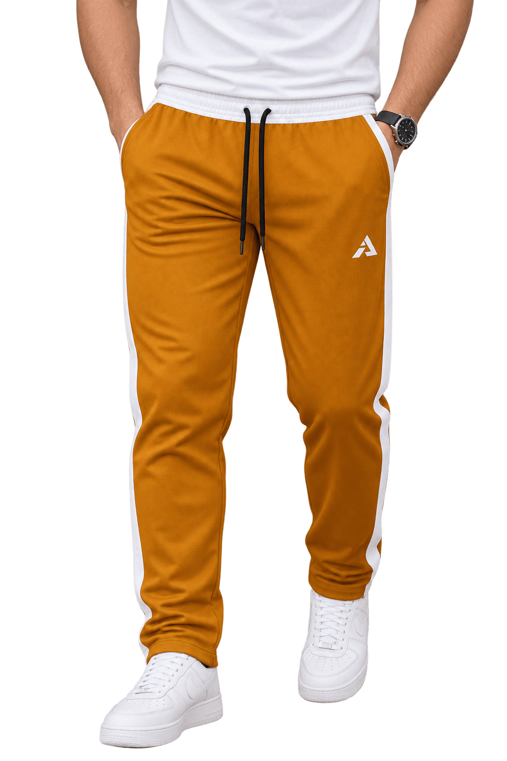 Men’s Athletic Side-Stripe Track Pants – Pack of 5 Deep Navy Blue, Teal Blue, Dark Chocolate Brown, Ochre Gold, and Charcoal Grey image 3