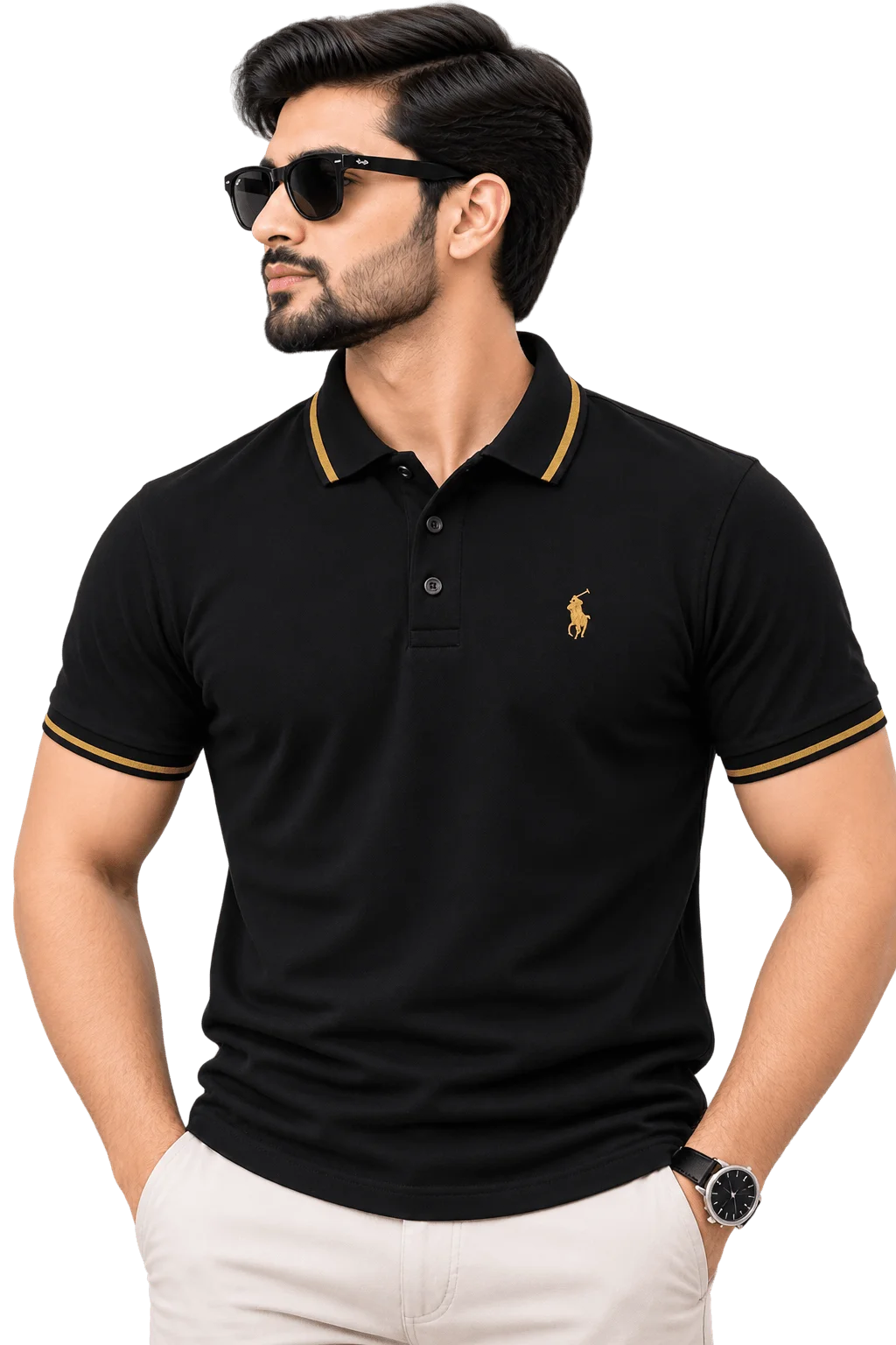 Pack of 5 - Men's Classic Tipped Polo Shirts Pure White, Jet Black, Royal Blue, Olive Green, and Maroon image 5