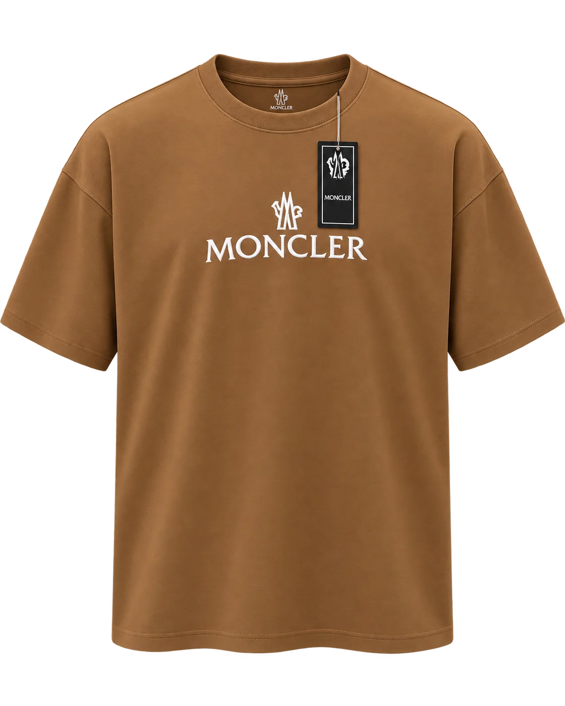Moncler Drop-Shoulder Oversized Graphic Tee Caramel Brown image 2