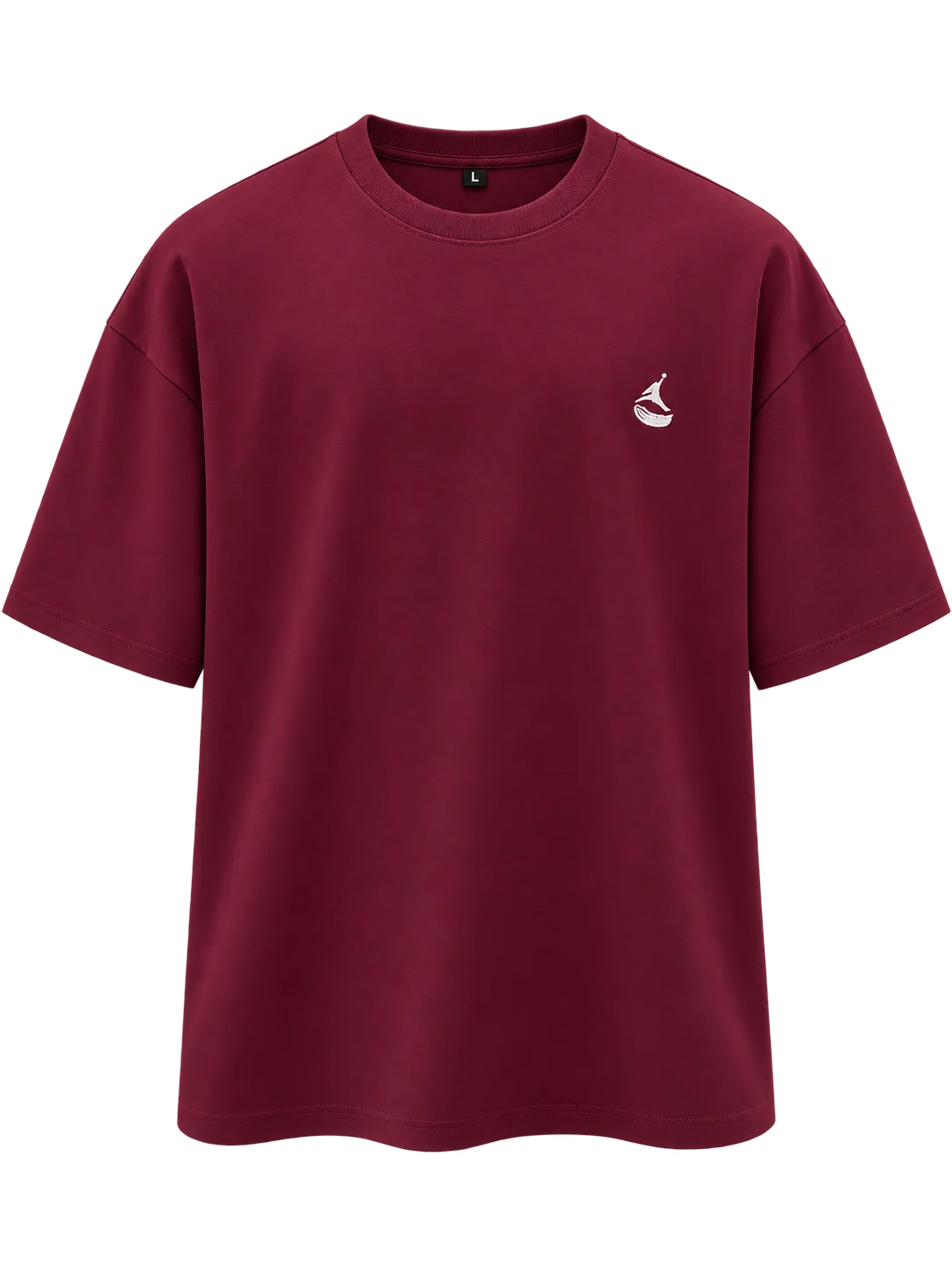 Minimalist Logo Drop-Shoulder Oversized Tee Maroon / Burgundy image 2