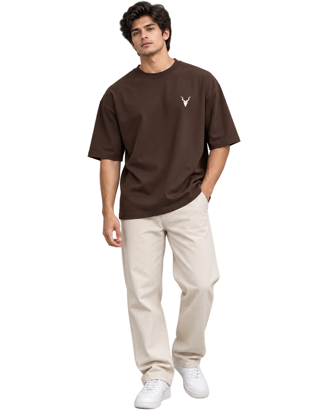 Origami Deer Drop-Shoulder Oversized Tee