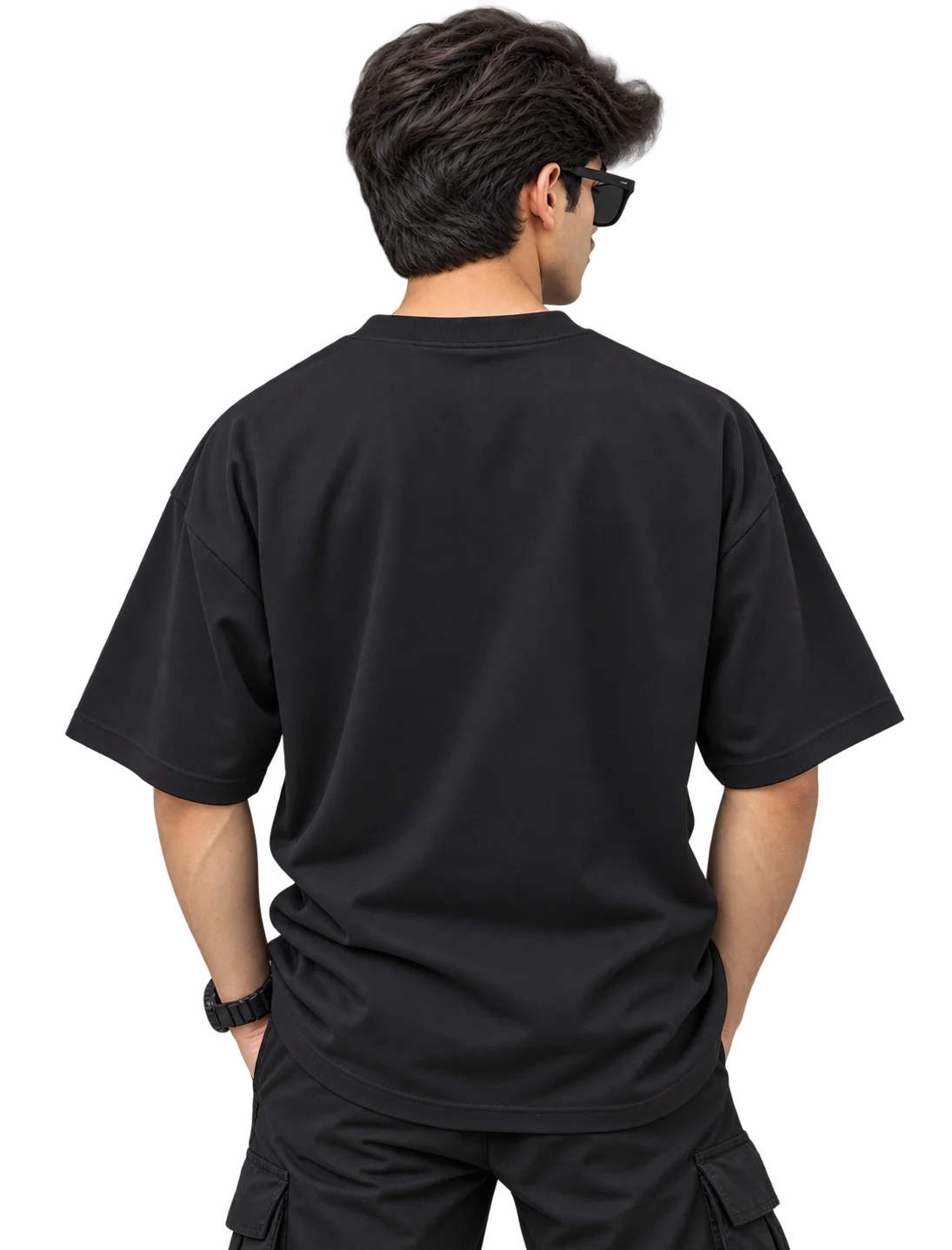Classic Plain Drop-Shoulder Oversized Tee Jet Black image 2