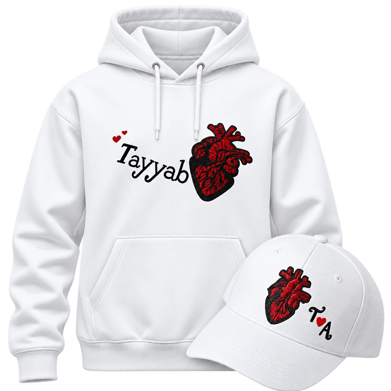 Anatomical Heart White Hoodie & Cap Bundle White