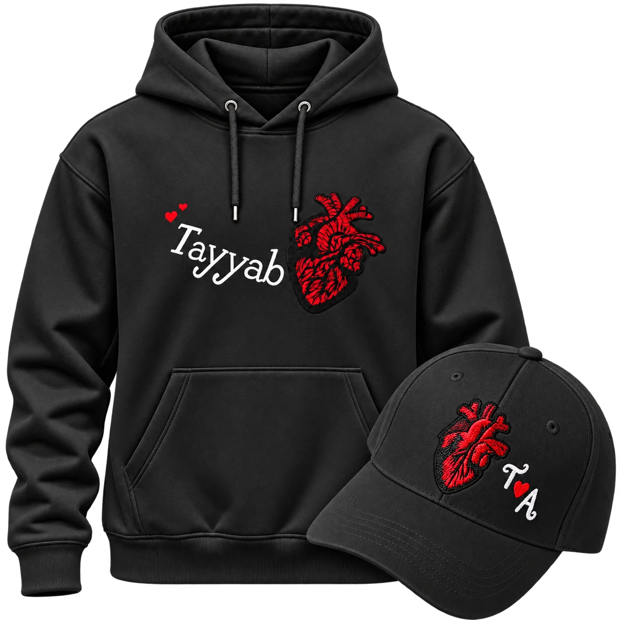 Anatomical Heart Black Hoodie & Cap Bundle Black