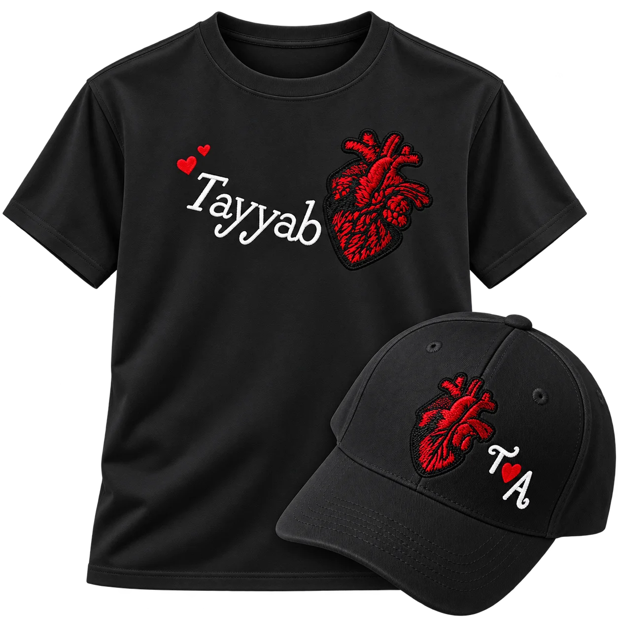 Anatomical Heart Black T-Shirt & Cap Bundle Black