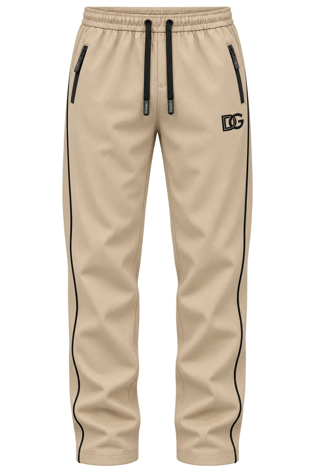 Imported Stretchable Baggy Trouser - Beige (D&G Logo) Khaki Beige image 3