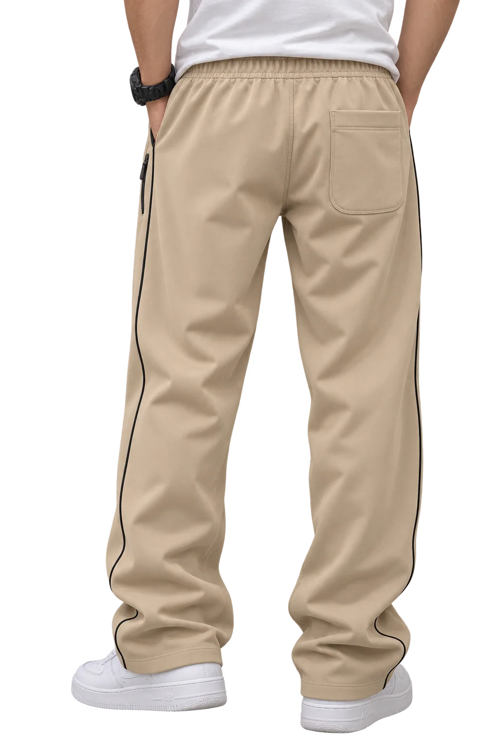 Imported Stretchable Baggy Trouser - Beige (D&G Logo) Khaki Beige image 2
