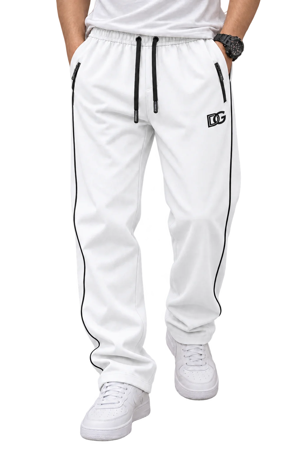 Imported Stretchable Baggy Trouser - White (D&G Logo)